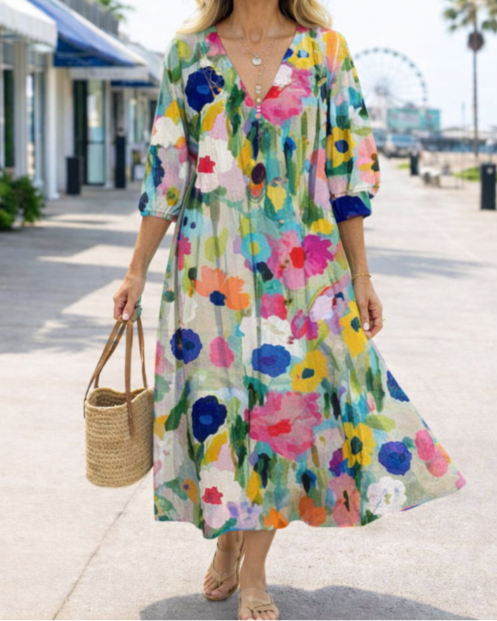 Dress with a V-neckline