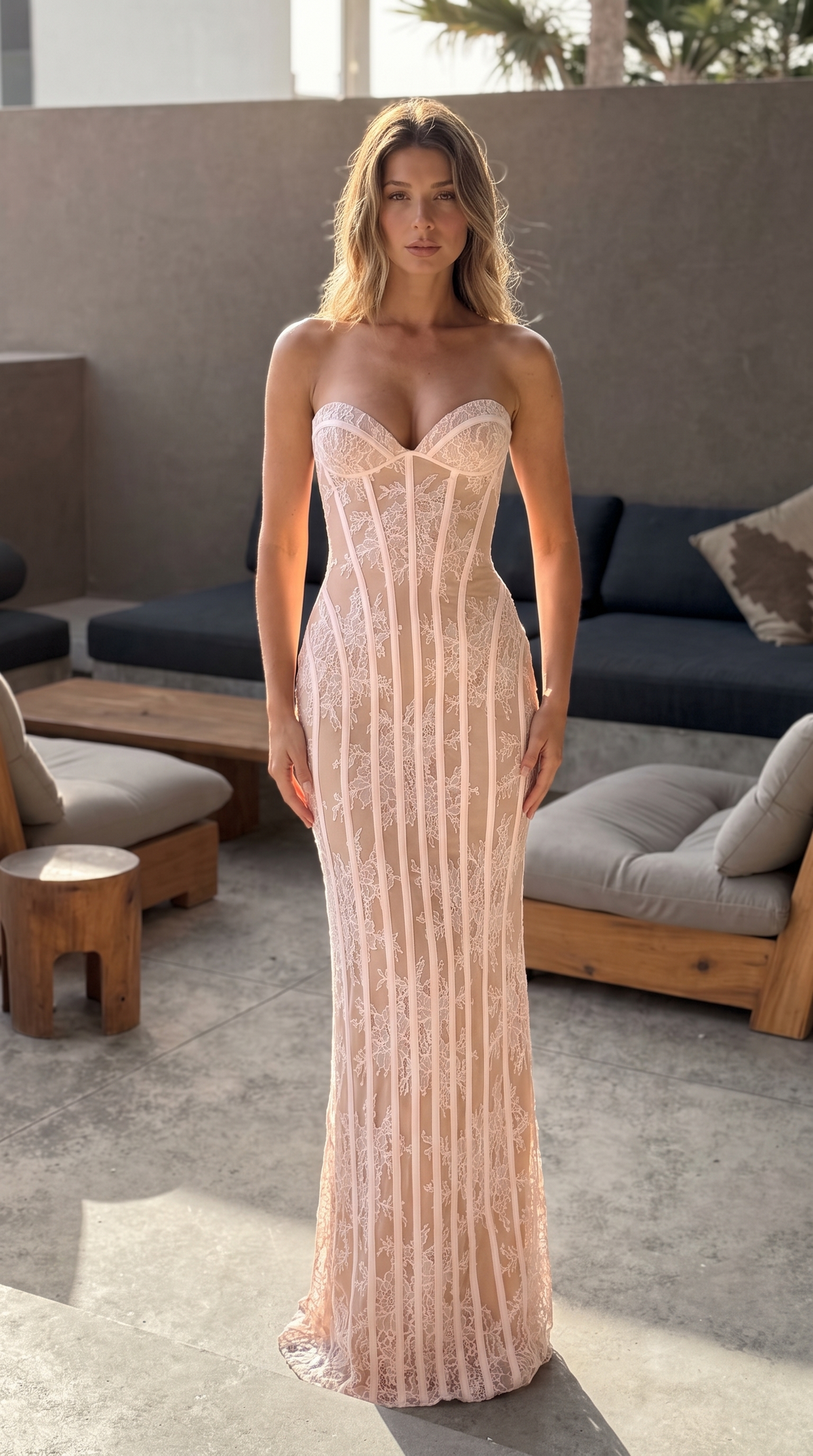 Maxi strapless column dress