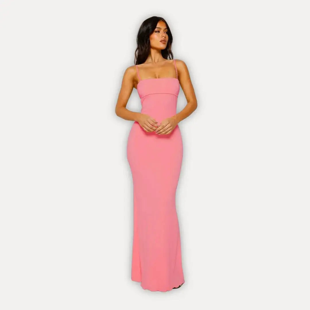 Women's column dress with spaghetti straps