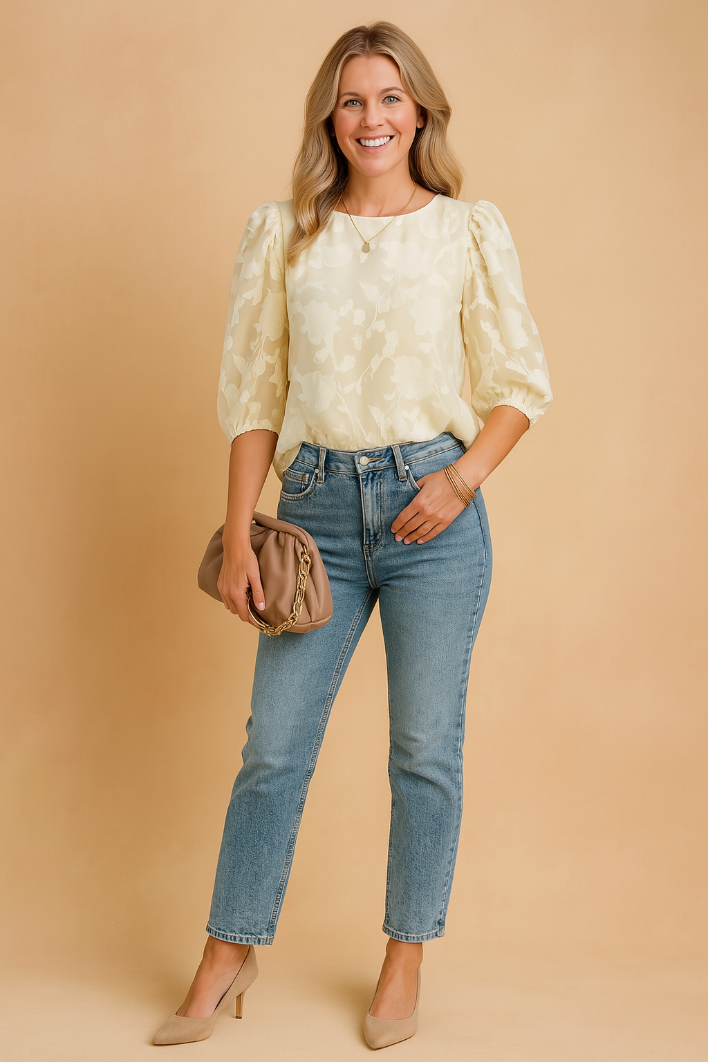 Elegant Floral Womens Blouse with Puff Sleeve Top - Trendy Summer Tops for Women 2
