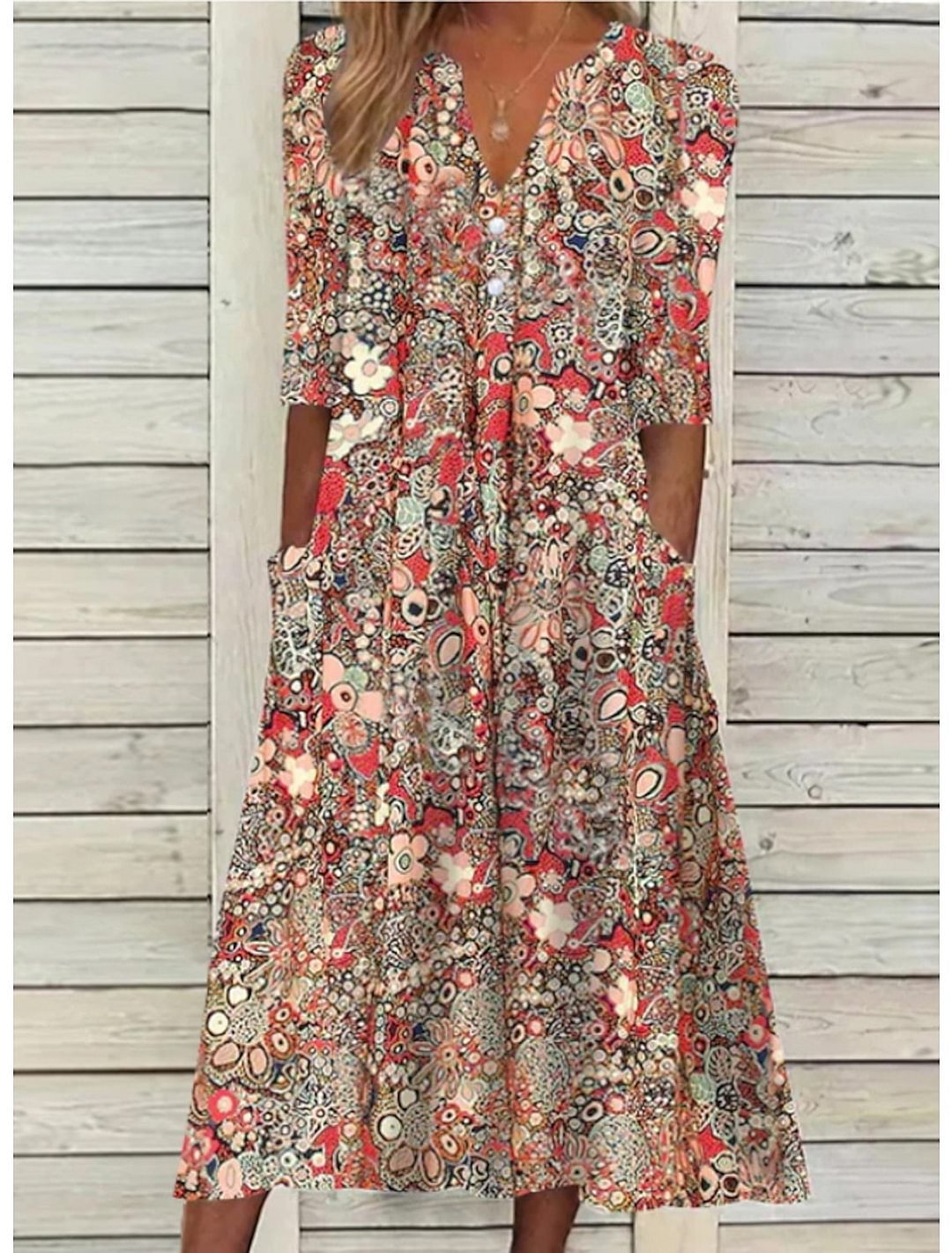 Women's maxi dress with a V-neckline
