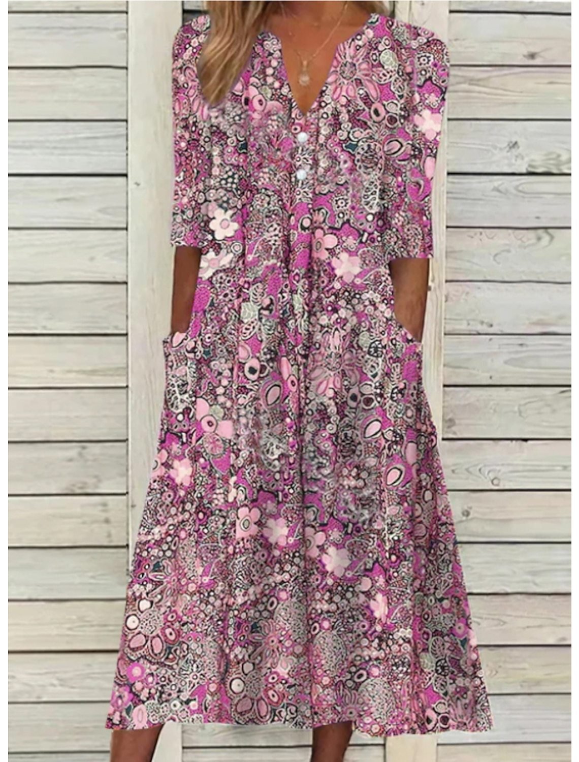 Women's maxi dress with a V-neckline