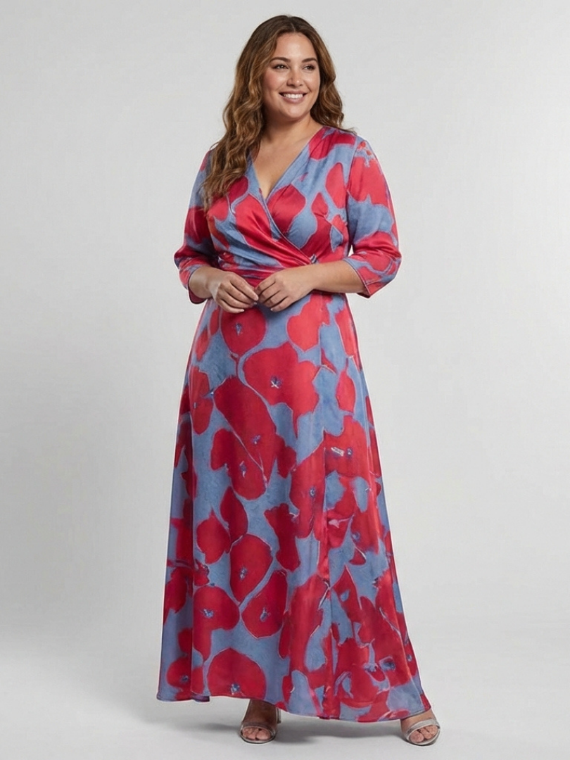 Maxi floral dress with a V-neckline