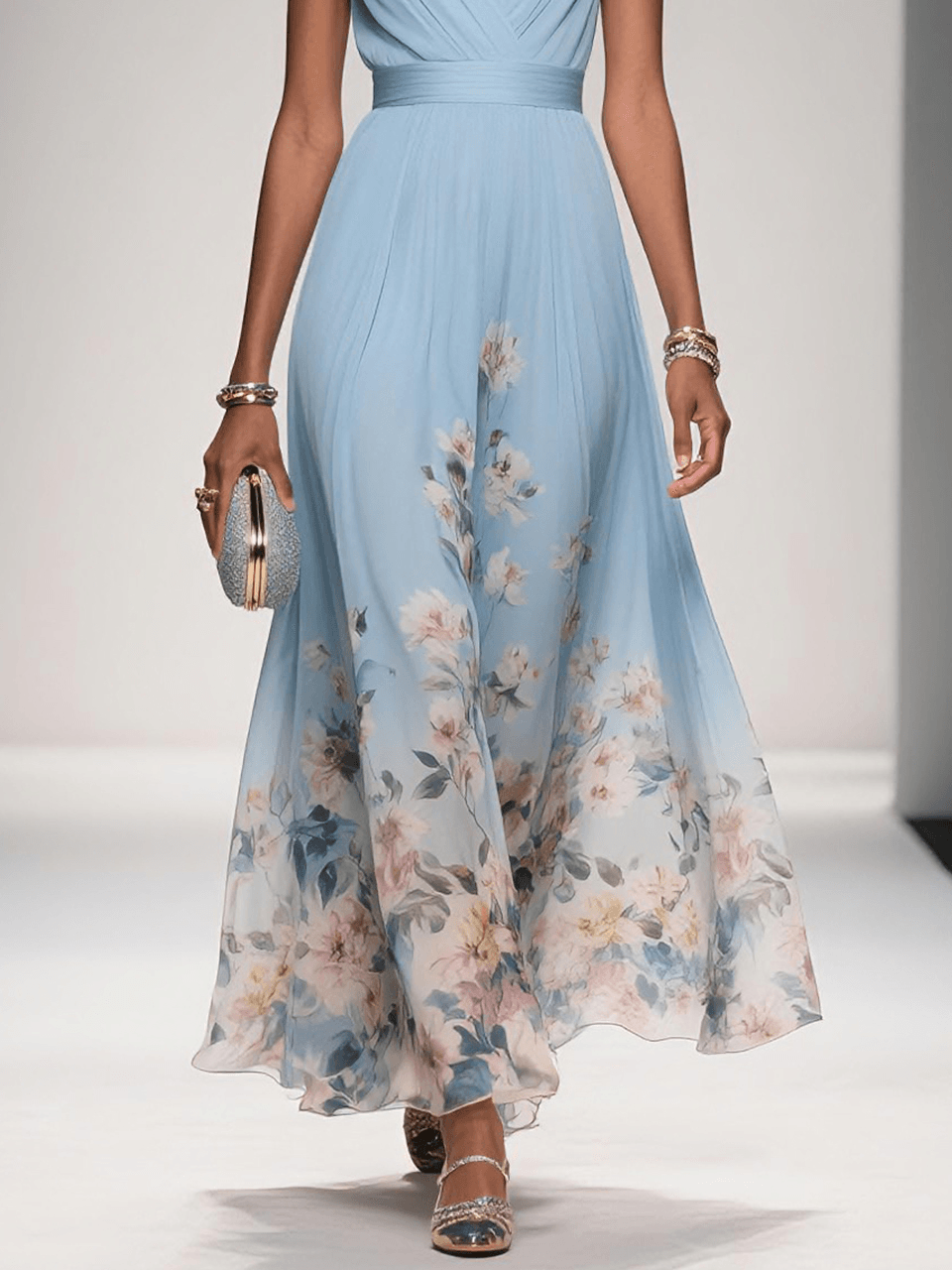 Women's dress with a V-neckline