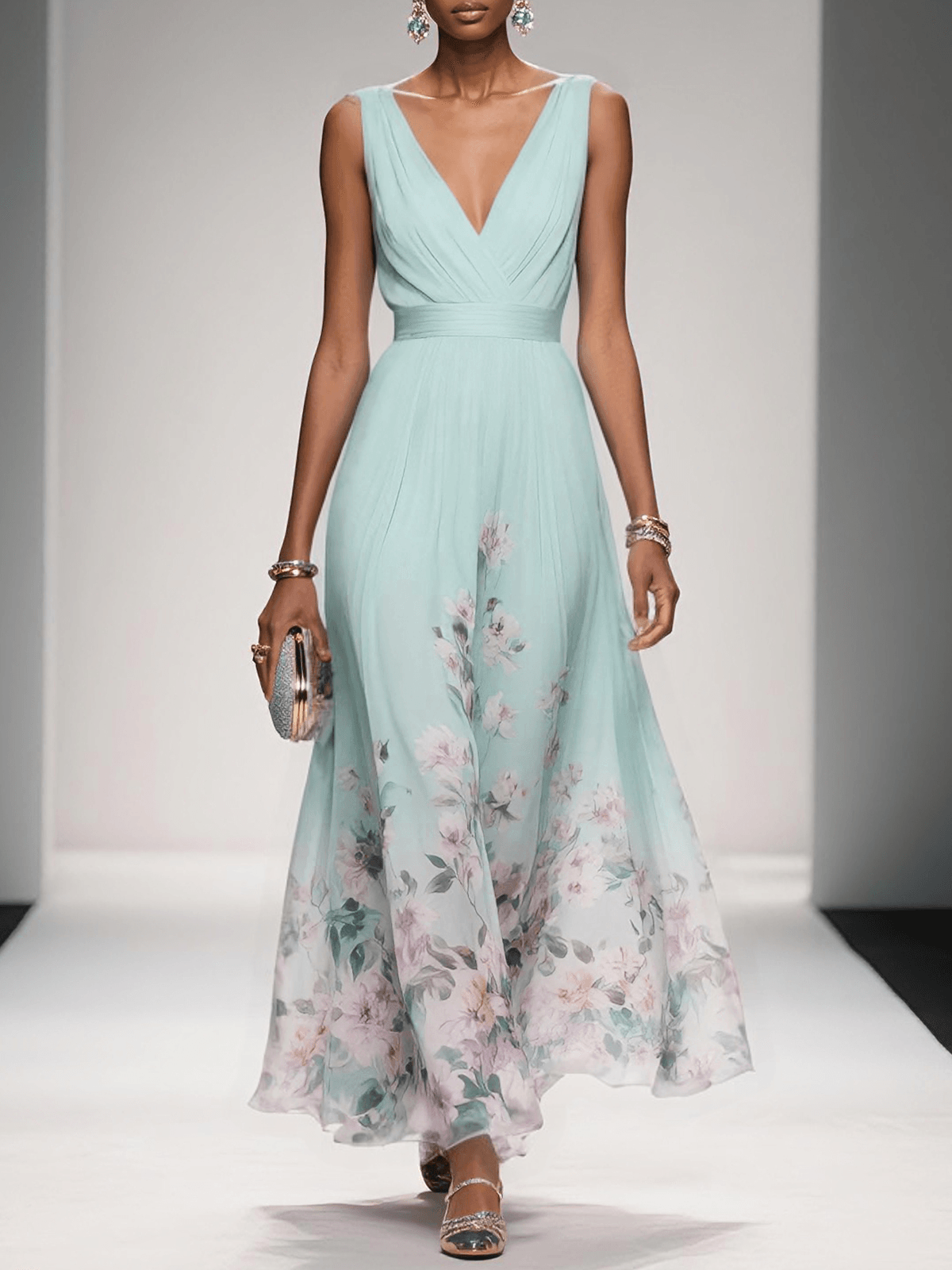 Women's dress with a V-neckline