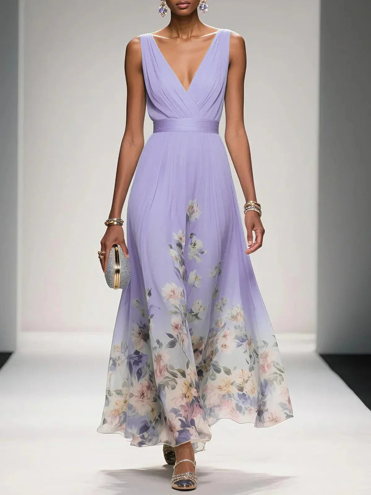 Women's dress with a V-neckline