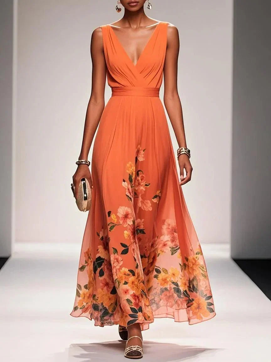 Women's dress with a V-neckline