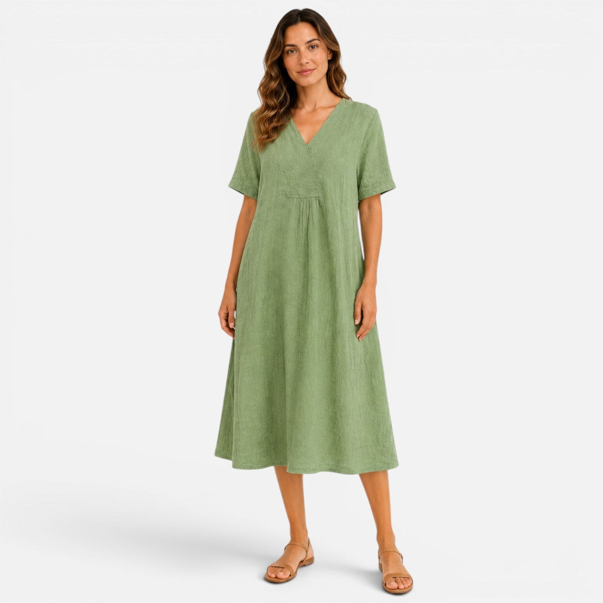 Midi dress with a V-neckline