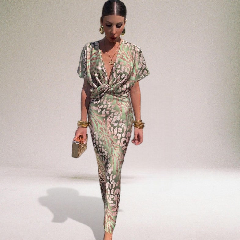 Twisted V-Neck Maxi Dress for Special Events