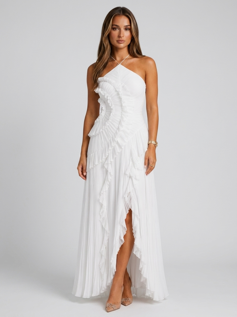 Women's maxi dress with ruffle detail