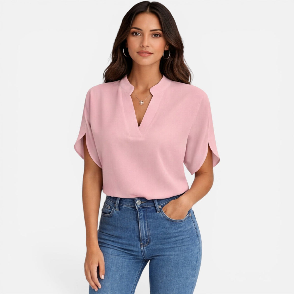 Women's blouse with a V-neckline