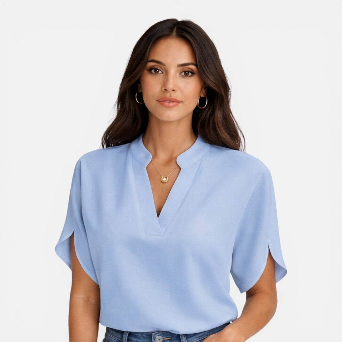 Women's blouse with a V-neckline