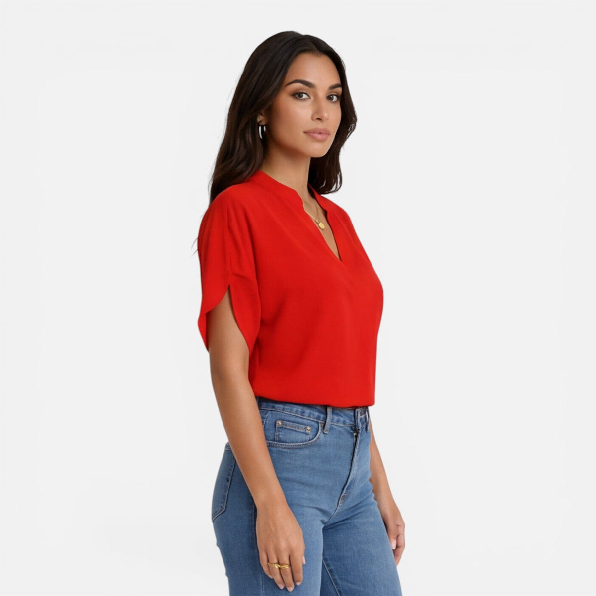 Women's blouse with a V-neckline