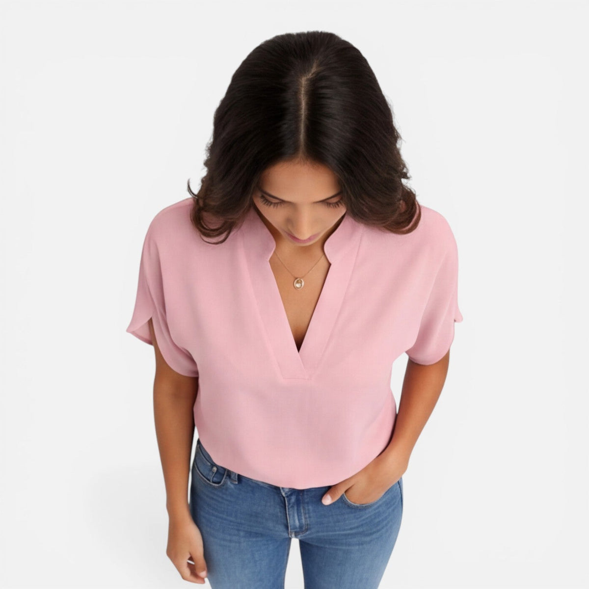 Women's blouse with a V-neckline