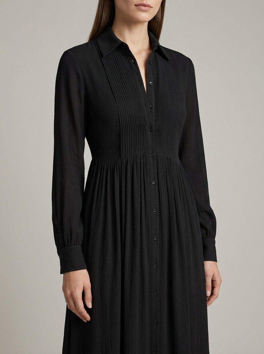 Women's maxi long-sleeve dress with a button front