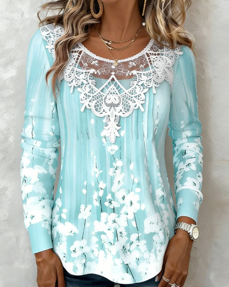 Women's long-sleeve floral blouse