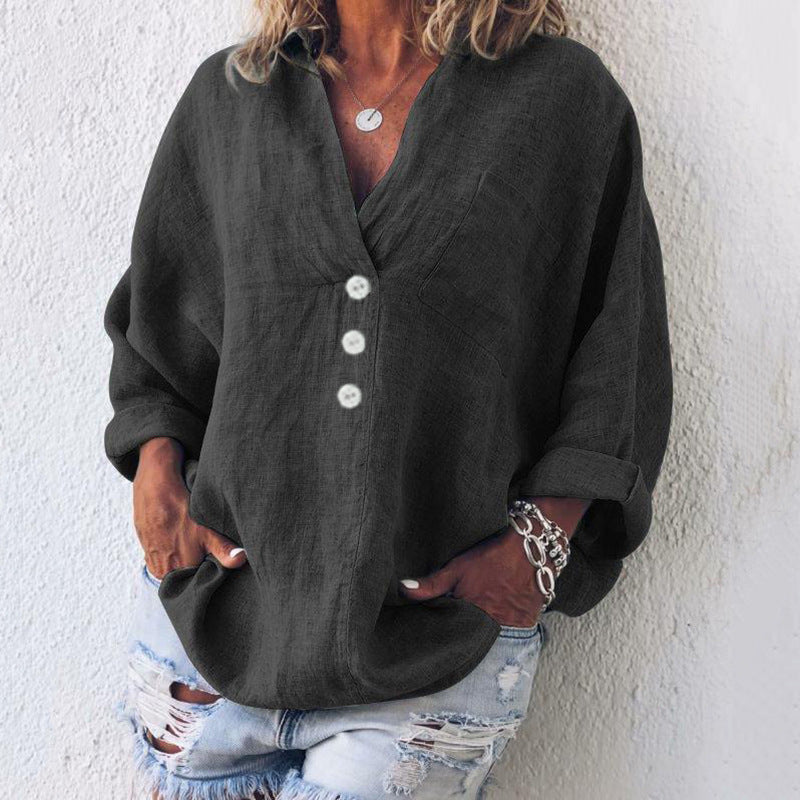 Women's long-sleeve blouse with a V-neckline