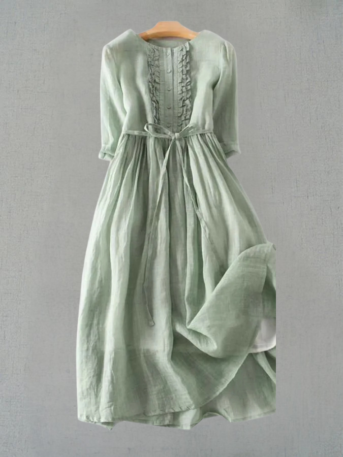 Women's dress with a round neckline