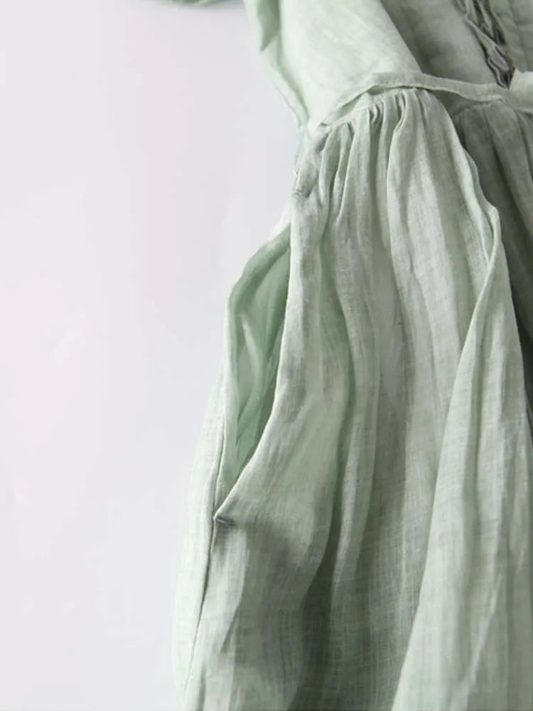 Women's dress with a round neckline