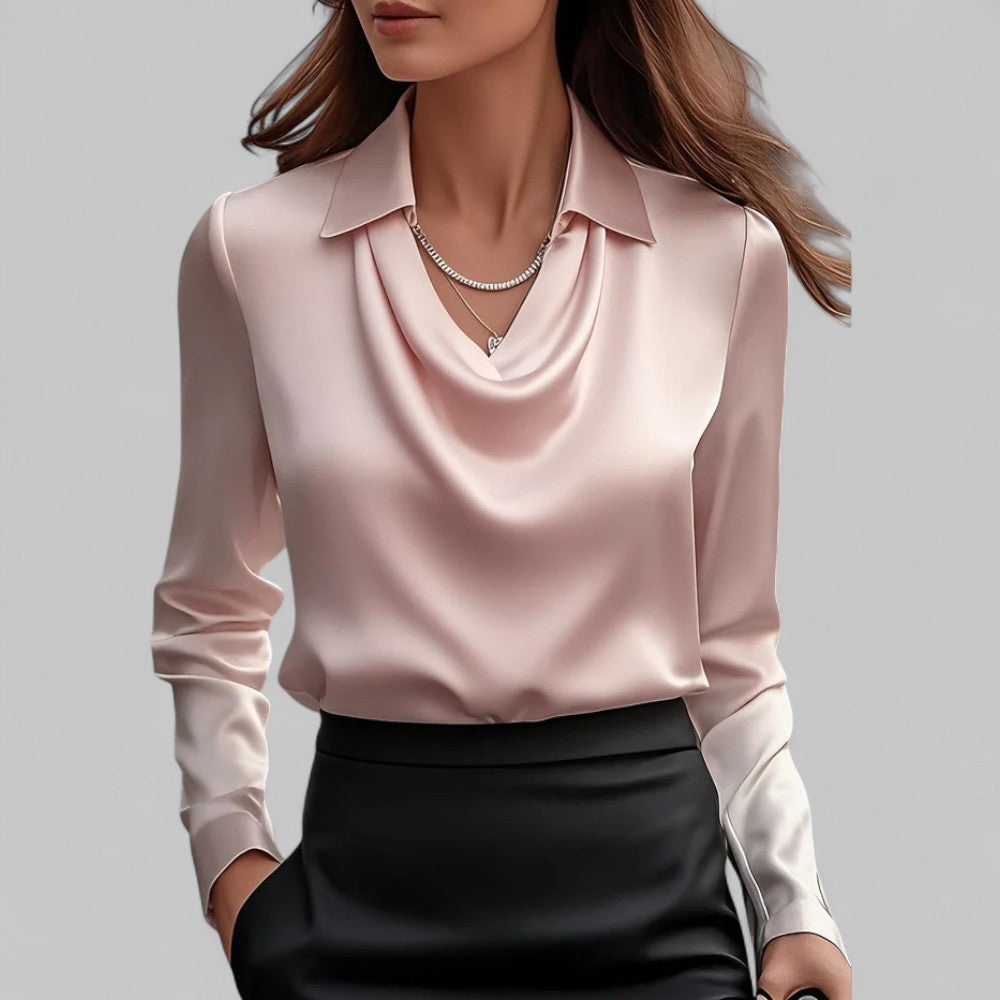 Women's blouse with a draped neckline