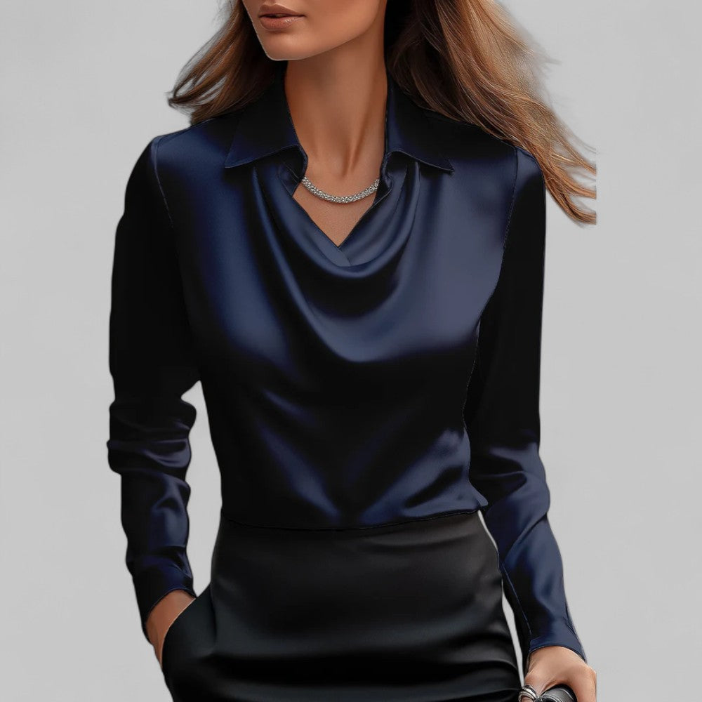 Women's blouse with a draped neckline