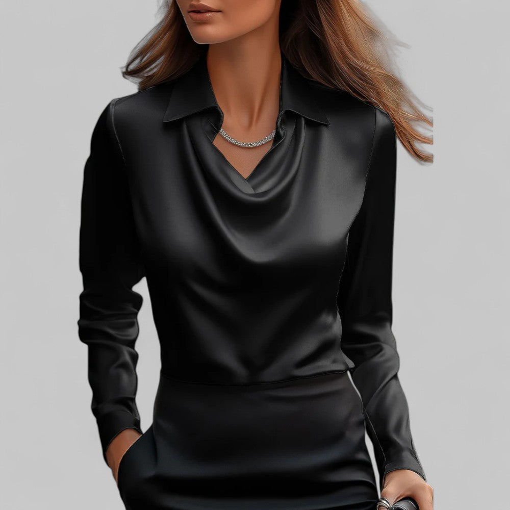 Women's blouse with a draped neckline
