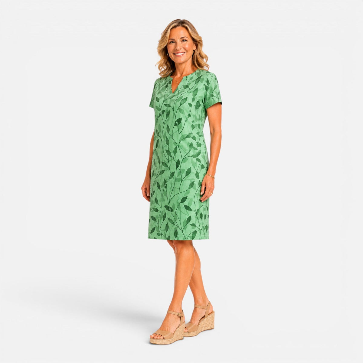 Women's midi dress with a V-neckline