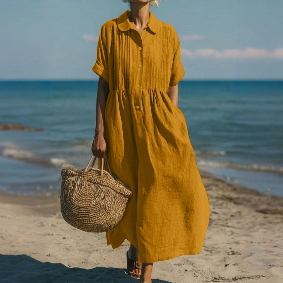 Women's dress with a button front