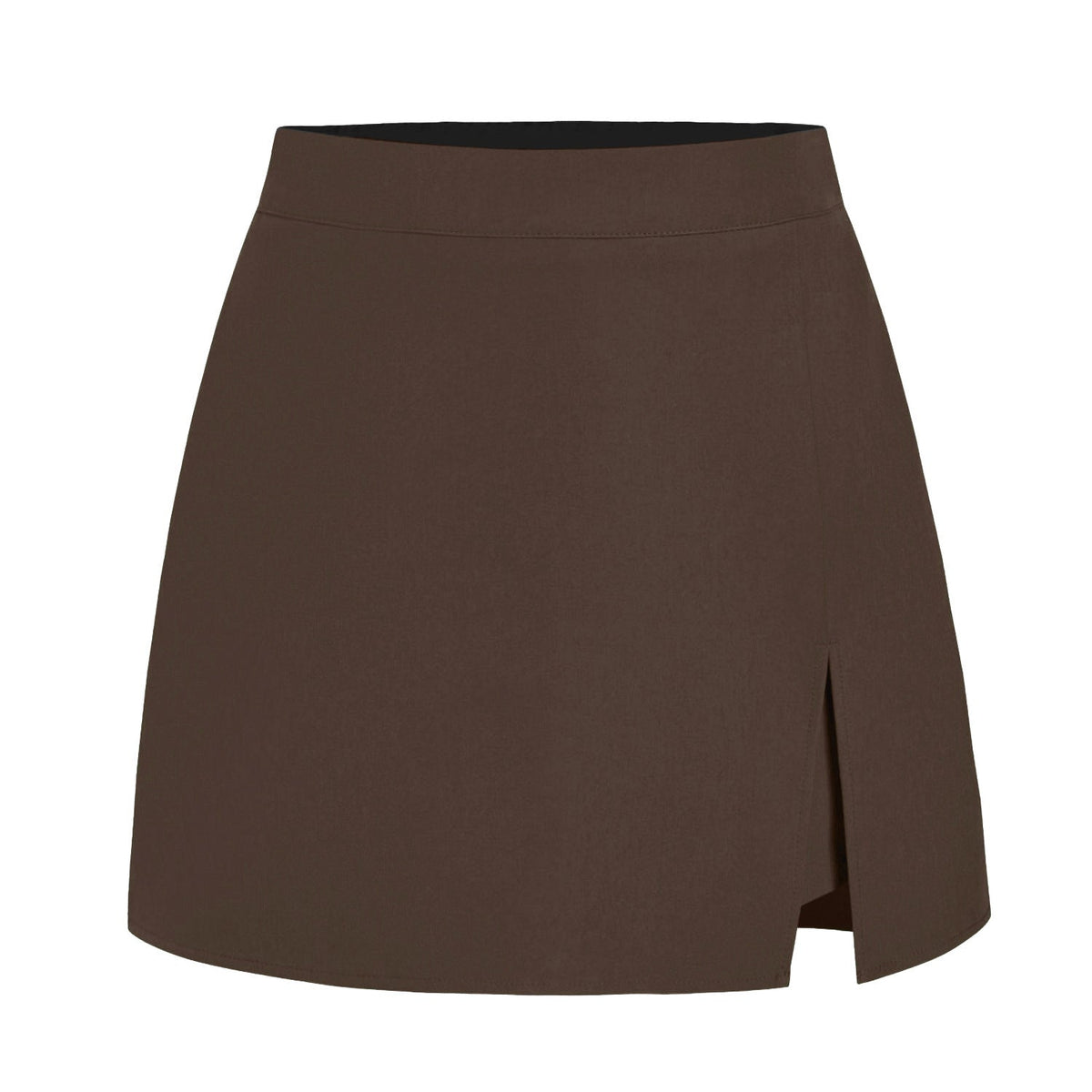 Women's high-waist front-slit skort in Brown