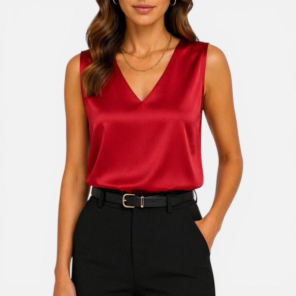 Women's sleeveless blouse with a V-neckline
