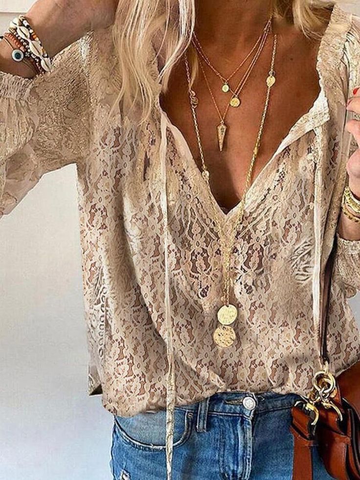 Women's blouse with a V-neckline