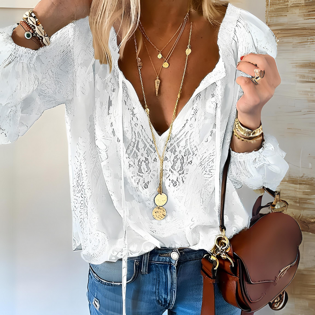 Women's blouse with a V-neckline