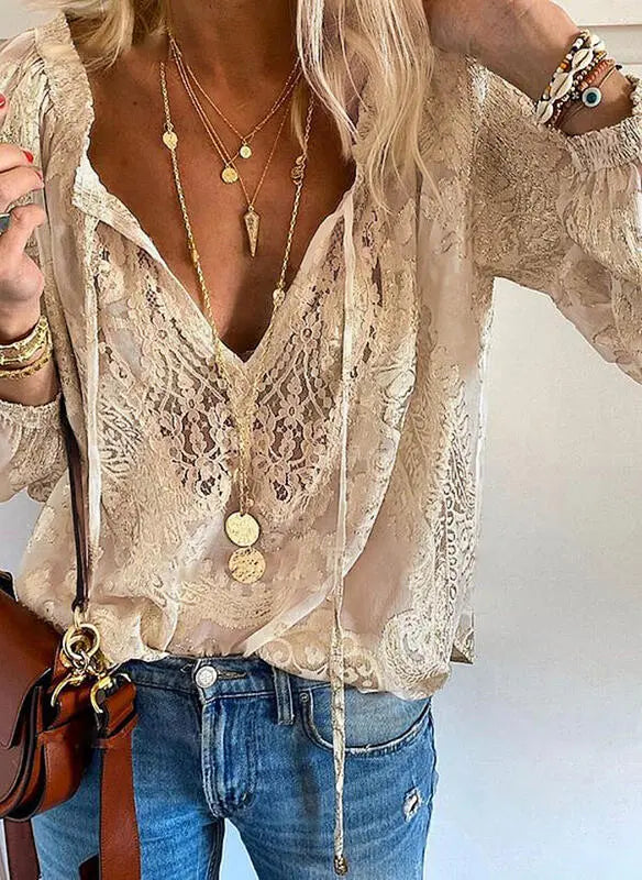 Women's blouse with a V-neckline