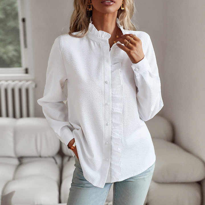 Women's long-sleeve blouse with a button front