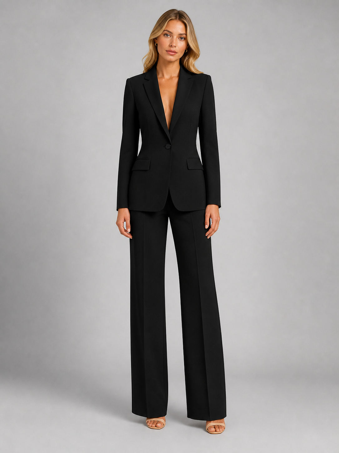 Women's blazer and wide-leg trousers set