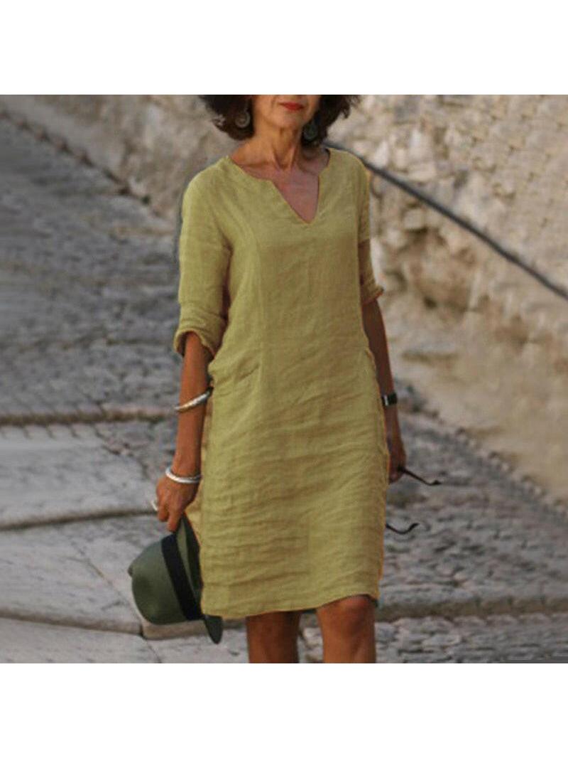 Women's dress with a V-neckline