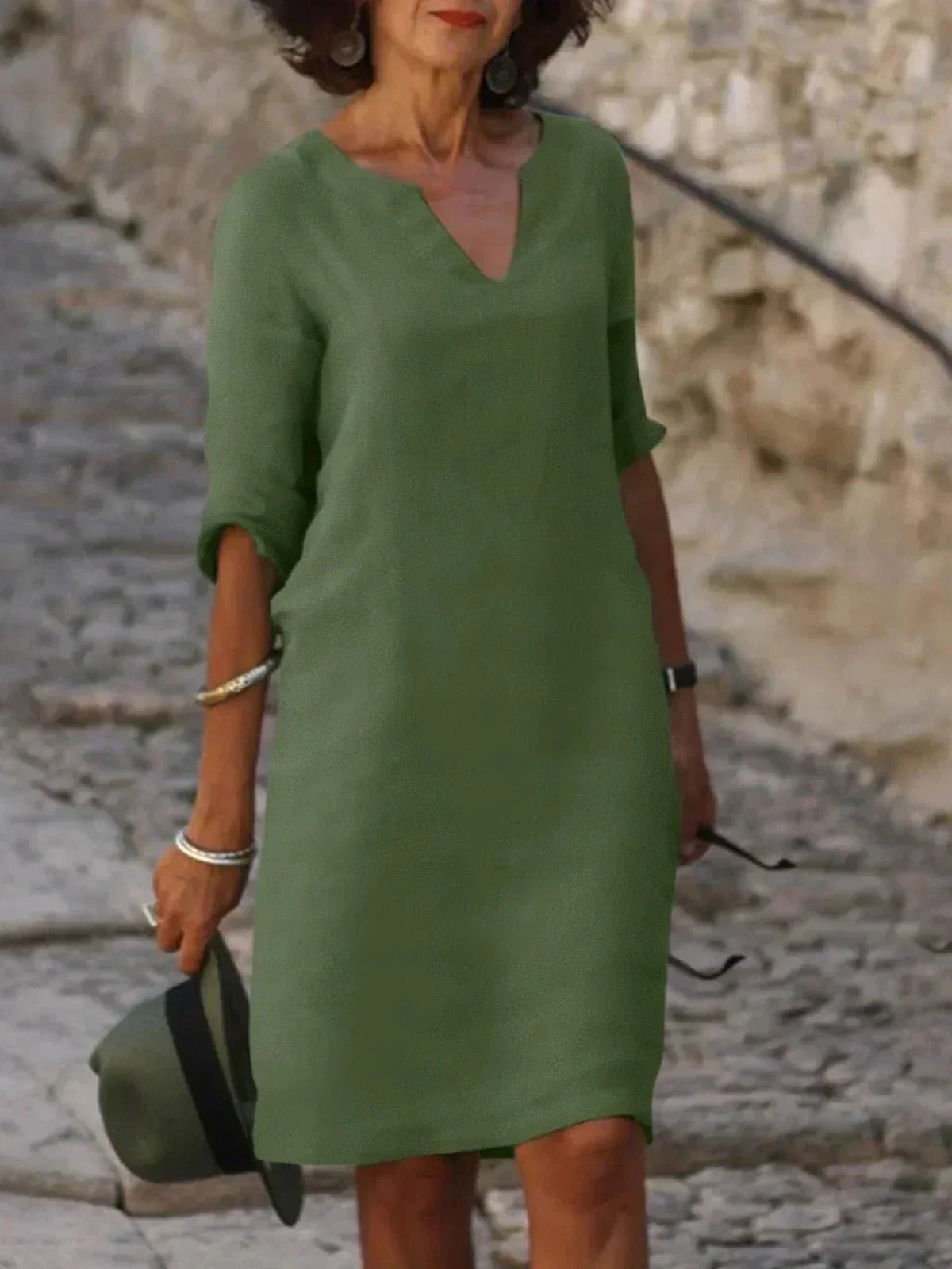 Women's dress with a V-neckline