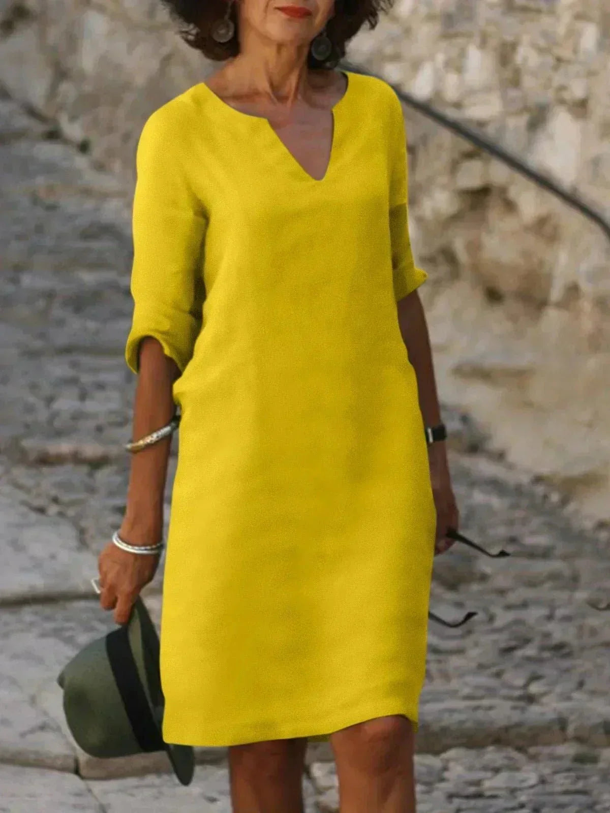 Women's dress with a V-neckline