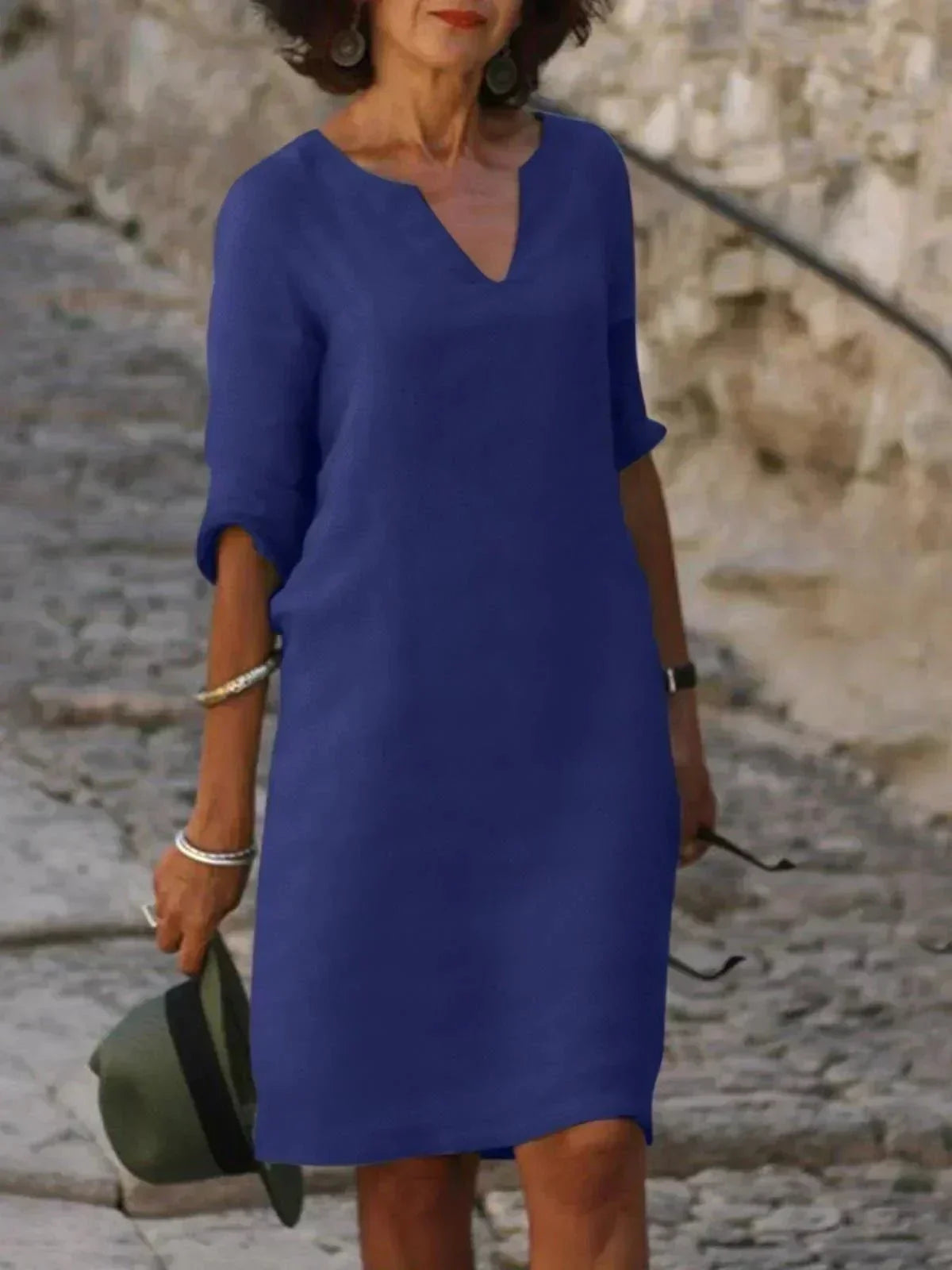 Women's dress with a V-neckline