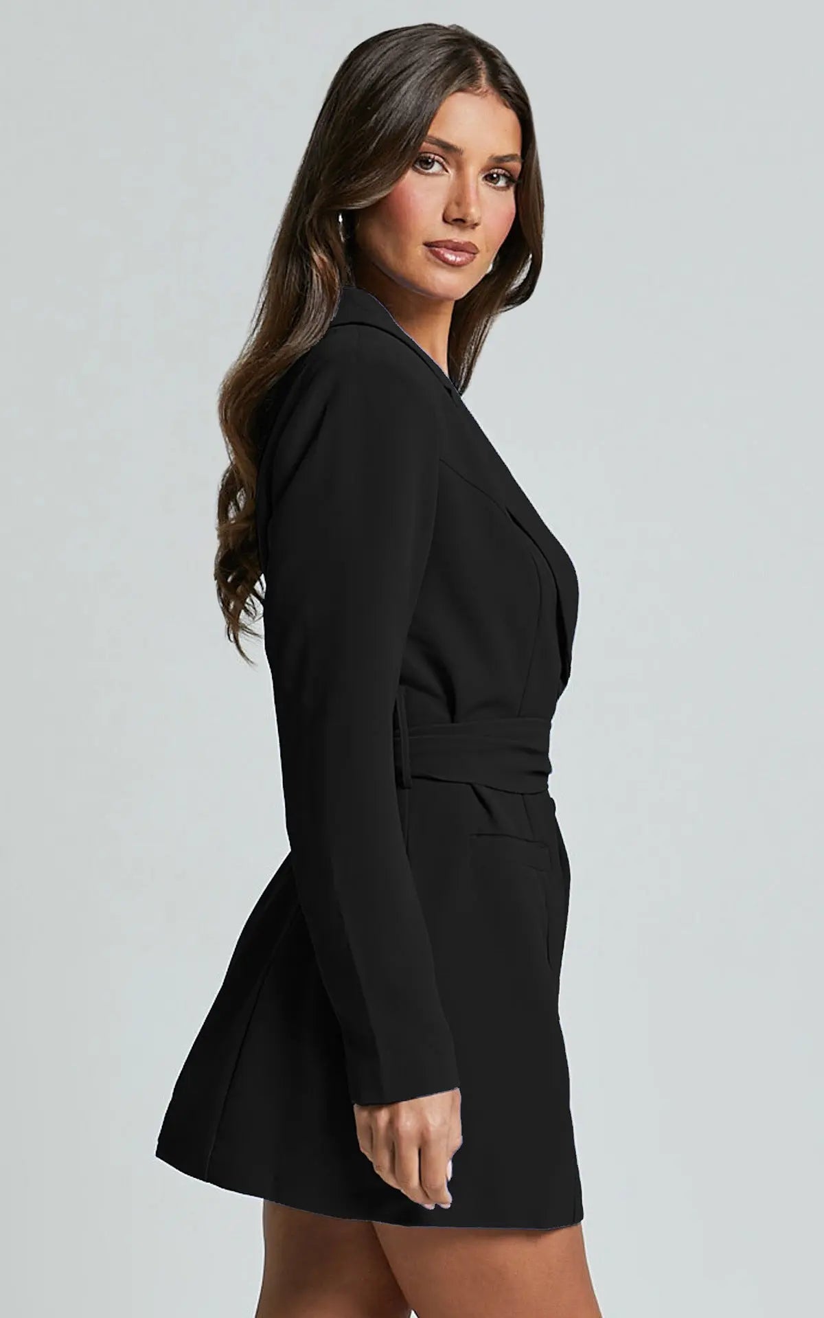 Women's wrap mini dress with a button front