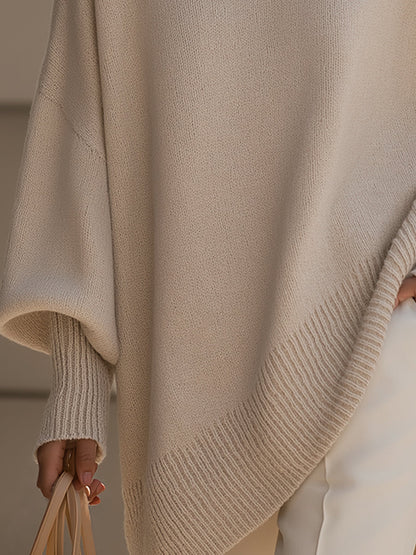 Women's Oversized Poncho Wrap Beige Black Olive Cosy Layering Cape Shawl Relaxed Fit Casual Elegant All Season Knit Style