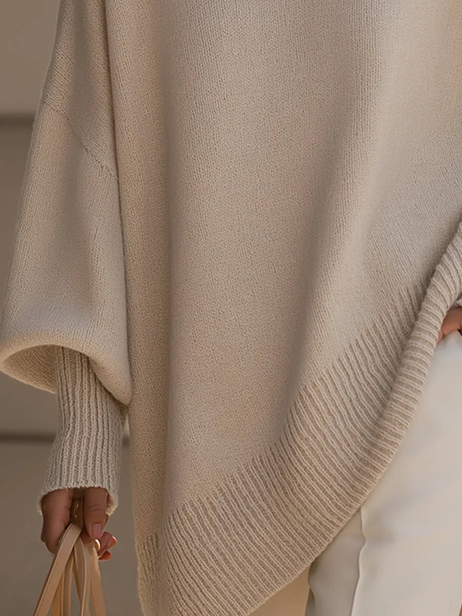 Women's Oversized Poncho Wrap Beige Black Olive Cosy Layering Cape Shawl Relaxed Fit Casual Elegant All Season Knit Style-3