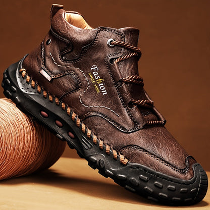 Men's Leather Boots Durable Waterproof Casual Work Everyday Wear Brown