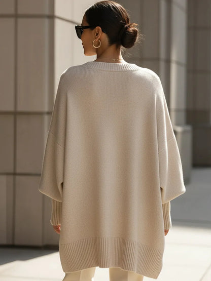 Women's Oversized Poncho Wrap Beige Black Olive Cosy Layering Cape Shawl Relaxed Fit Casual Elegant All Season Knit Style-4