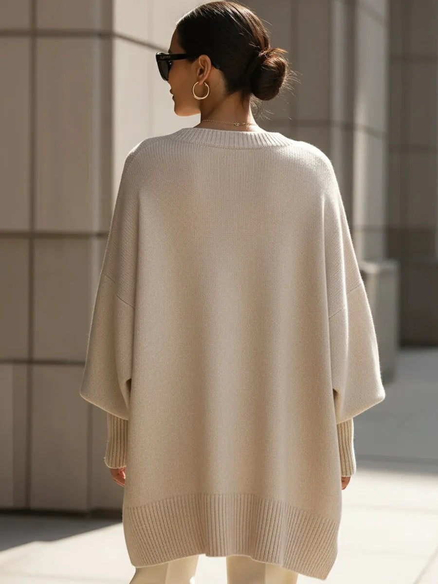 Women's Oversized Poncho Wrap Beige Black Olive Cosy Layering Cape Shawl Relaxed Fit Casual Elegant All Season Knit Style-4