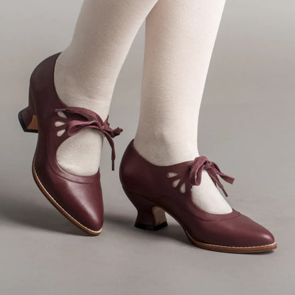 Women's Lace-Up Pumps with Heel Elegant Closed Toe Formal Everyday Shoes