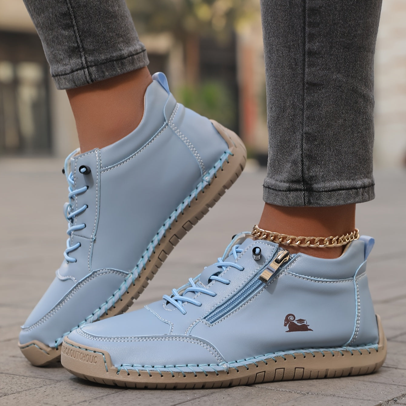 Women's Lace-Up Shoes with Side Zip Comfortable Everyday Casual