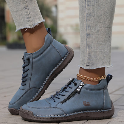 Women's Lace-Up Shoes with Side Zip Comfortable Everyday Casual