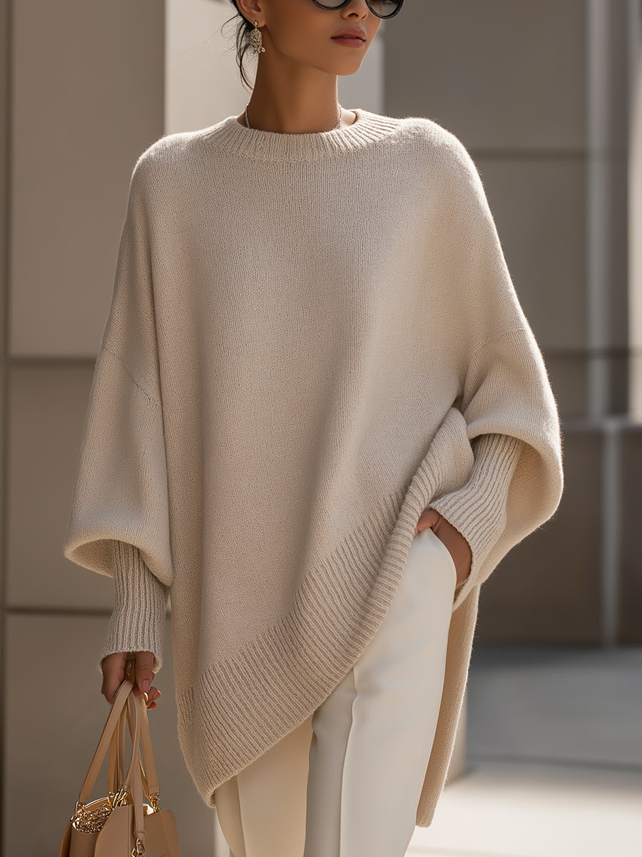 Women's Oversized Poncho Wrap Beige Black Olive Cosy Layering Cape Shawl Relaxed Fit Casual Elegant All Season Knit Style