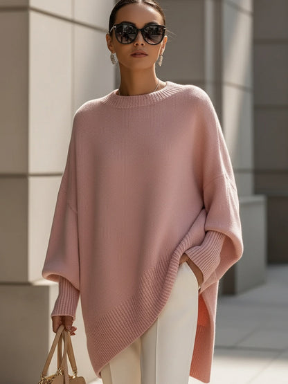 Women's Oversized Poncho Wrap Beige Black Olive Cosy Layering Cape Shawl Relaxed Fit Casual Elegant All Season Knit Style